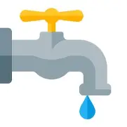 Faucet with a yellow handle dripping water, representing plumbing services for residential and commercial properties.