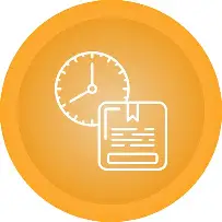 Icon representing 24/7 emergency roofing and construction services with a clock and document, highlighting Pride Construction & Roofing's commitment to timely service in Houston.